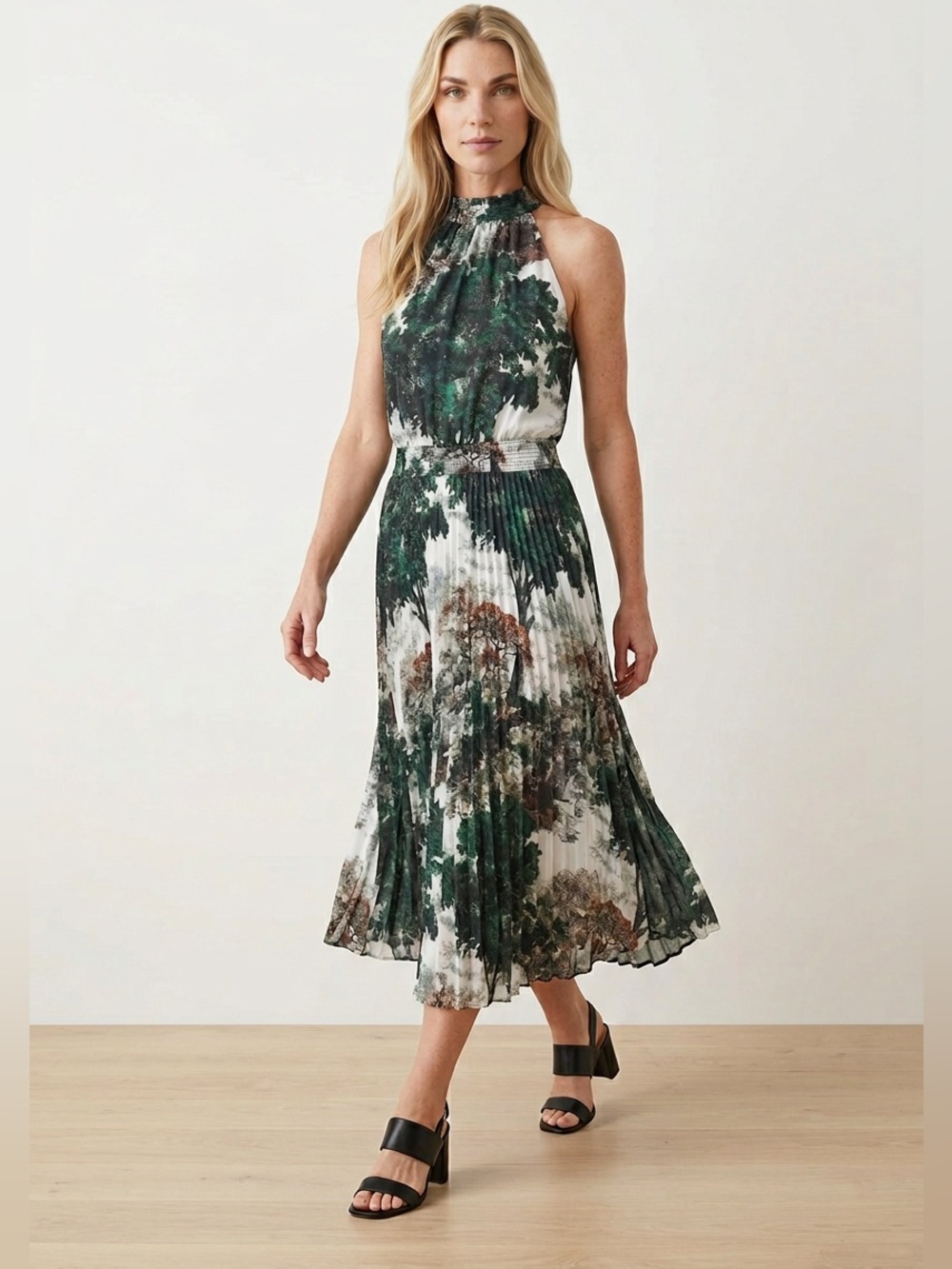 Elegant White House Black Market Halter Midi Dress